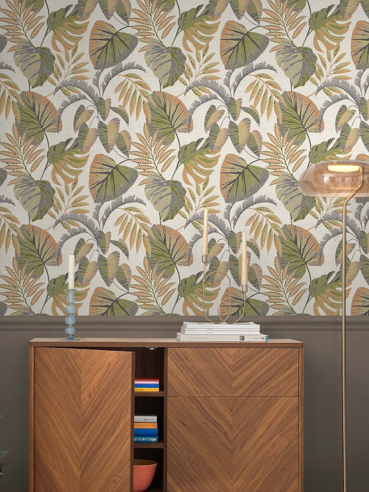 Papel pintado de 10 metros con diseño de hojas de selva - Imagen 1 de 4