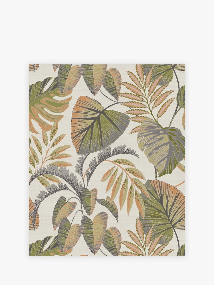 Papel pintado de 10 metros con diseño de hojas de selva - Imagen 2 de 4