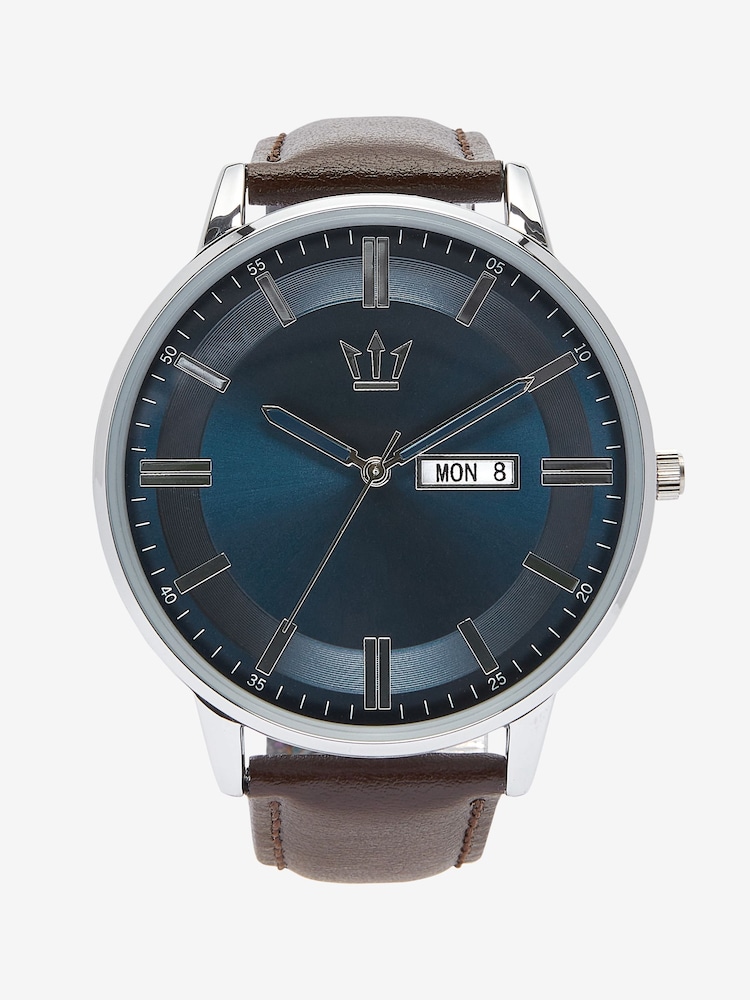 Brown/Navy Classic Signature Watch With Leather Strap - Image 2 of 4