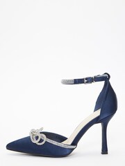 Quiz Blue Satin Bow Court Heels - Image 2 of 5