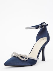 Quiz Blue Satin Bow Court Heels - Image 3 of 5