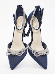 Quiz Blue Satin Bow Court Heels - Image 4 of 5