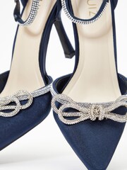 Quiz Blue Satin Bow Court Heels - Image 5 of 5