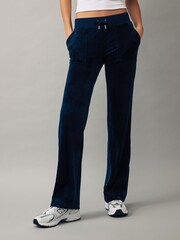 Синий - Велюровые спортивные брюки прямого кроя Juicy Couture - Изображение 1 из 4