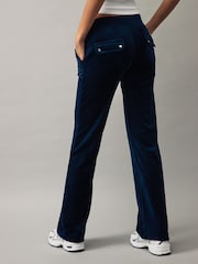 Синий - Велюровые спортивные брюки прямого кроя Juicy Couture - Изображение 3 из 4