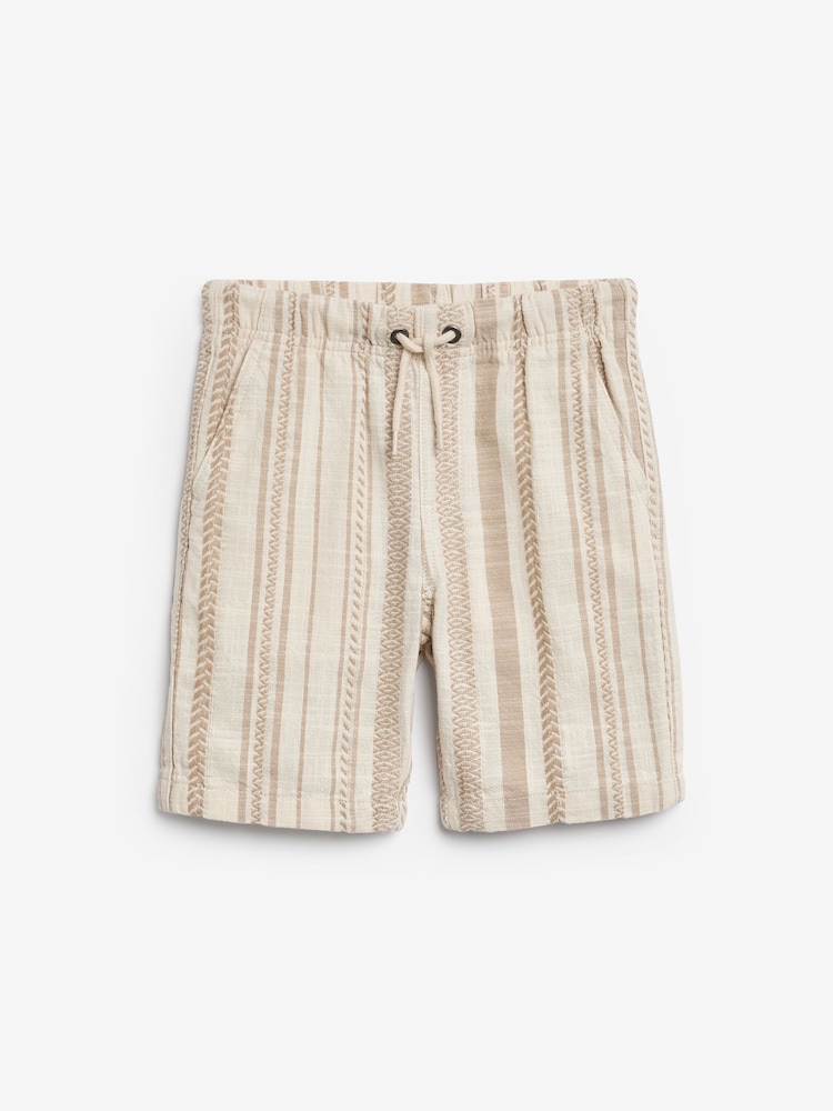 Neutral 100% Cotton Textured Stripe Shorts (3-16yrs) - Image 1 of 3