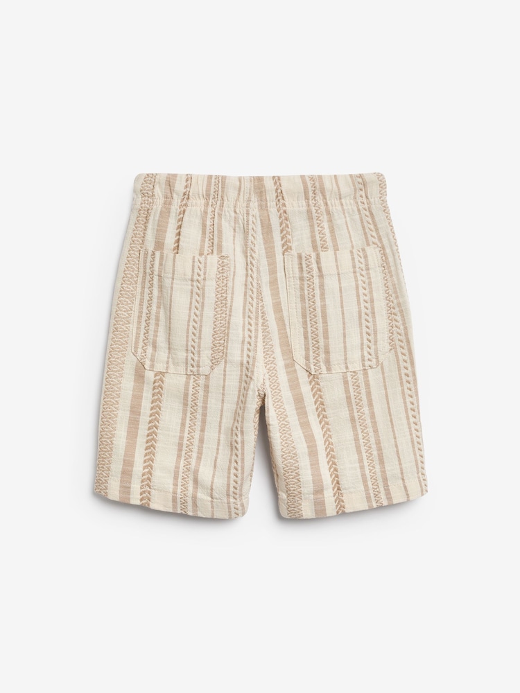 Neutral 100% Cotton Textured Stripe Shorts (3-16yrs) - Image 2 of 3