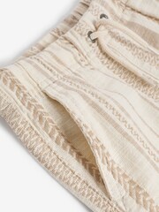 Neutral 100% Cotton Textured Stripe Shorts (3-16yrs) - Image 3 of 3