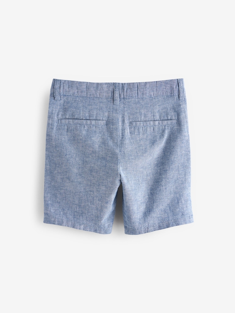 Light Blue Linen Blend Chino Shorts (3-16yrs) - Image 2 of 3