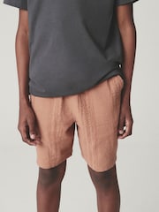 Rust Brown Textured Stripe Shorts (3-16yrs) - Image 1 of 6