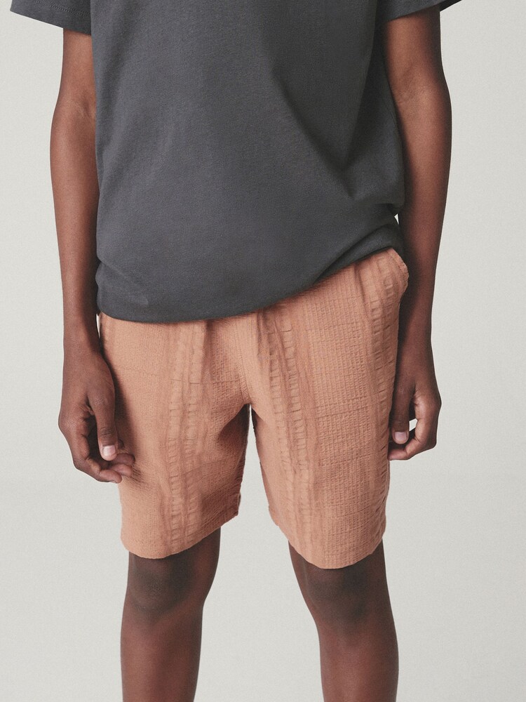Rust Brown Textured Stripe Shorts (3-16yrs) - Image 1 of 6