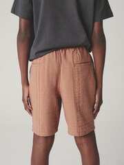 Rust Brown Textured Stripe Shorts (3-16yrs) - Image 3 of 6