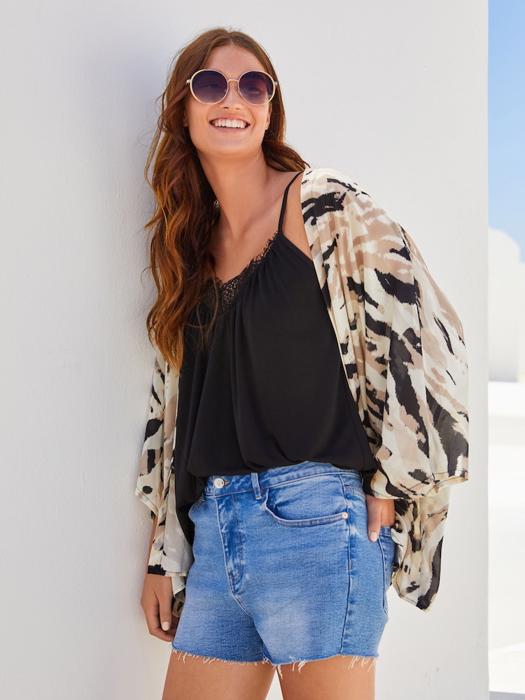 Zebra Short Kimono Cover-Up - Image 1 of 2