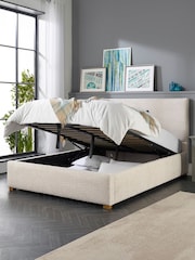 Aspire Furniture Cream Bouclé Upholstered Garland End Lift Ottoman Storage Bed - Image 2 of 5