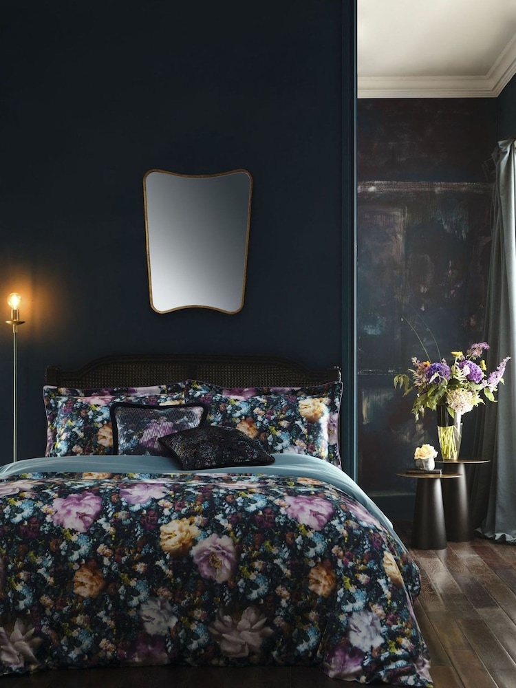 Clarke & Clarke Midnight Blue Camile Duvet Cover and Pillowcase Set - Image 1 of 3