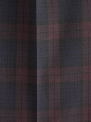 Navy Blue/Burgundy Red Slim Tapered Trimmed Check Trousers - Image 9 of 9