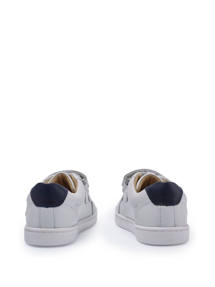 Start-Rite Explore White Leather Rip-Tape First Trainer Shoes - Image 2 of 6
