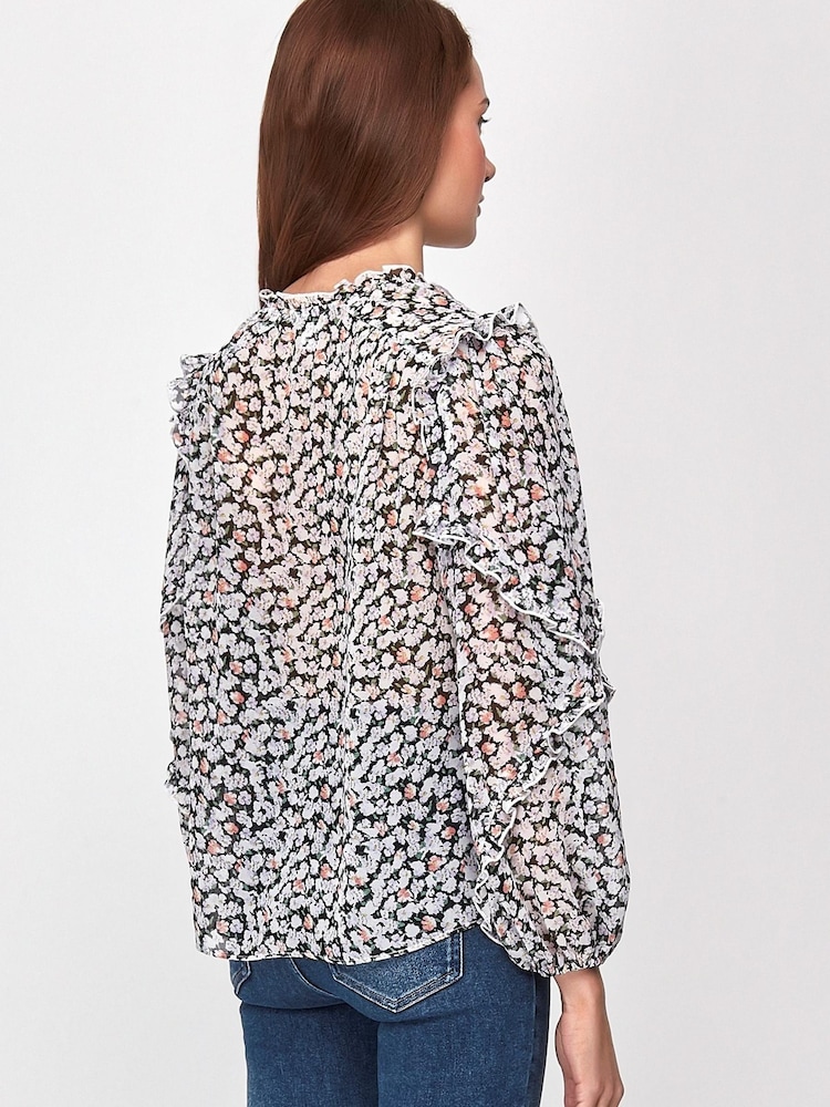 Sonder Studio Geblümtes Rüschenoberteil, Violett - Bild 2 von 4