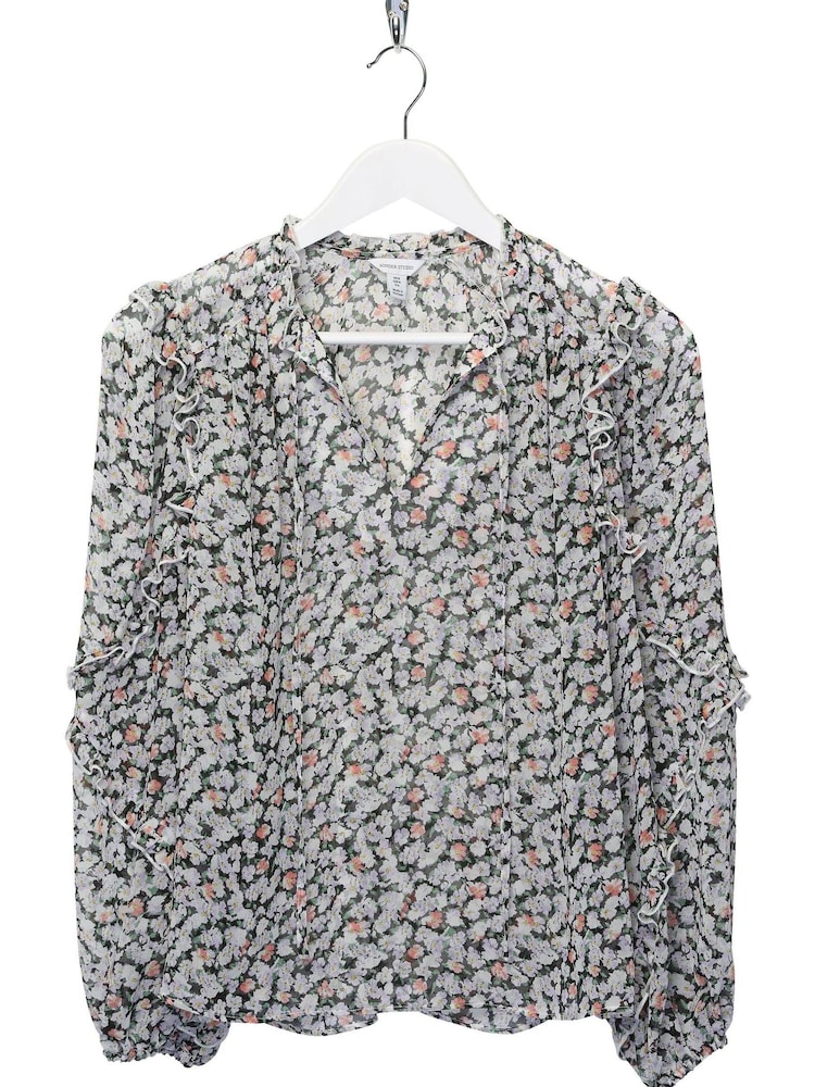 Sonder Studio Floral Ruffle Purple Top - Image 4 of 4 Sonder Studio Floral Ruffle Purple Top - Image 4 of 4