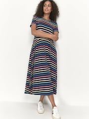 Khost Blue Short Sleeve Stripe Jersey Dress - Image 1 of 5