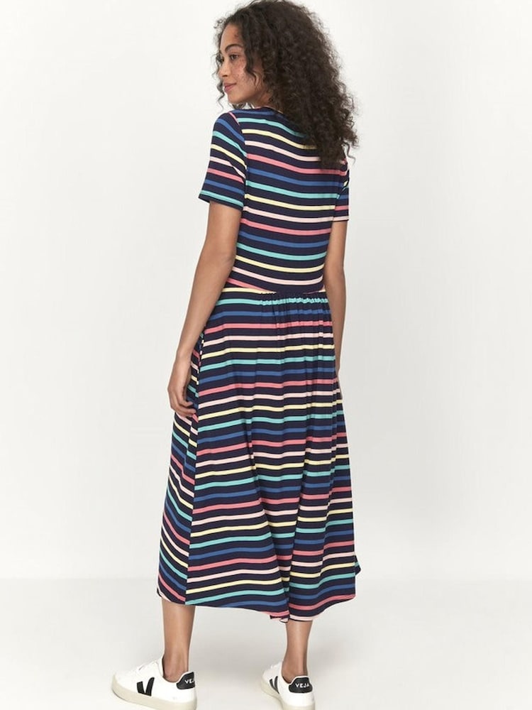 Khost Blue Short Sleeve Stripe Jersey Dress - Image 2 of 5
