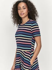 Khost Blue Short Sleeve Stripe Jersey Dress - Image 4 of 5