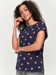 Синяя футболка с короткими рукавами и принтом губ Khost Clothing - Изображение 1 из 5