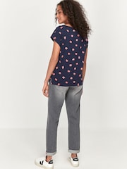 Синяя футболка с короткими рукавами и принтом губ Khost Clothing - Изображение 3 из 5