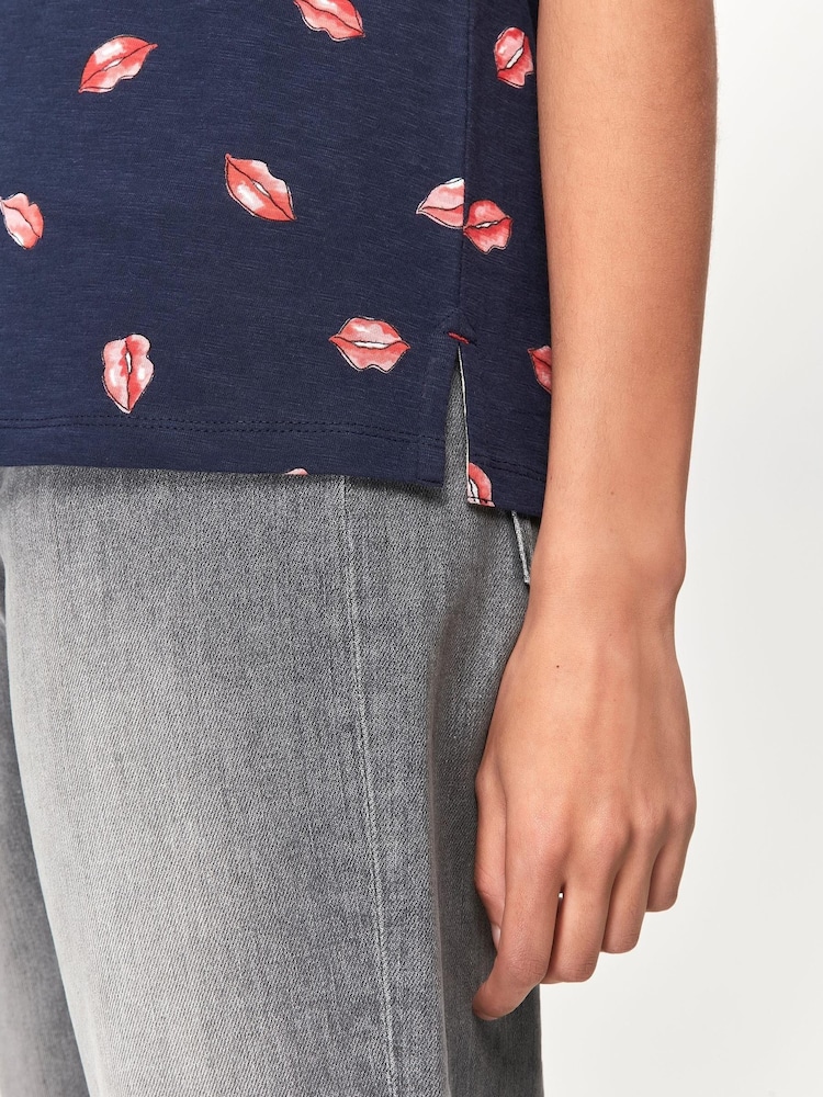 Khost Clothing Blue Lips Print Short Sleeve T-Shirt - Image 4 of 5