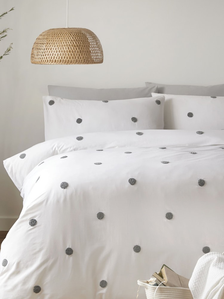 Appletree White Dot Garden 100% Pure Cotton Duvet Cover and Pillowcase Set - Image 1 of 4 Appletree White Dot Garden 100% Pure Cotton Duvet Cover and Pillowcase Set - Image 1 of 4