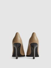 Reiss Taupe Ada Court Leather Court Shoes - Image 5 of 7