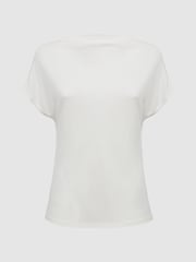 Reiss Cream Poppy High Neck Jersey Top - Image 2 of 4