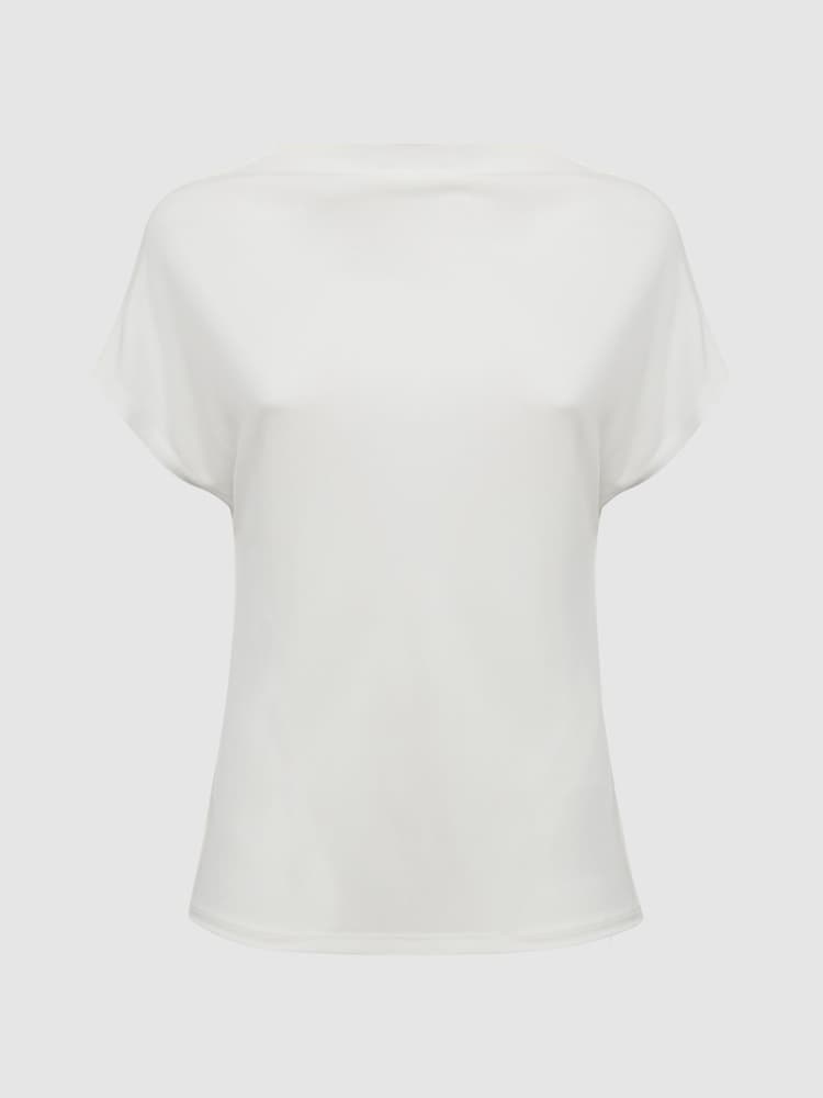 Reiss Cream Poppy High Neck Jersey Top - Image 2 of 4