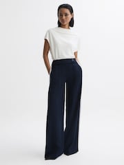 Reiss Cream Poppy High Neck Jersey Top - Image 3 of 4