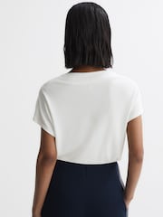 Reiss Cream Poppy High Neck Jersey Top - Image 4 of 4
