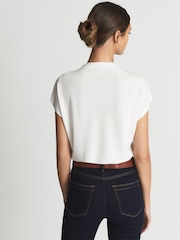 Reiss Cream Poppy High Neck Jersey Top - Image 5 of 6