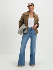 River Island Blue Petite High Rise Relaxed Flare Leg Jeans - Image 2 of 4