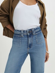 River Island Blue Petite High Rise Relaxed Flare Leg Jeans - Image 3 of 4