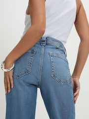 River Island Blue Petite High Rise Relaxed Flare Leg Jeans - Image 4 of 4