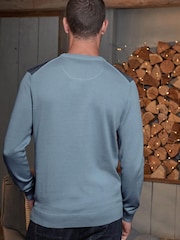 Blue Textured Knitted Jumper - Image 2 of 7