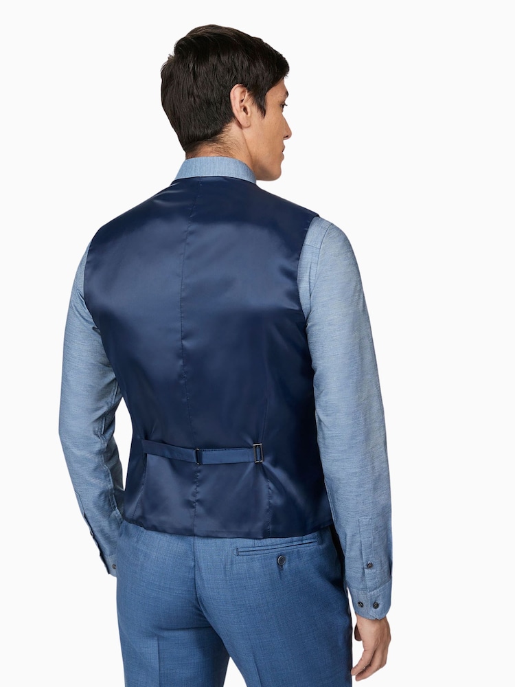 Ted Baker Light Blue Pick And Pick Slim Fit Waistcoat - Image 2 of 2