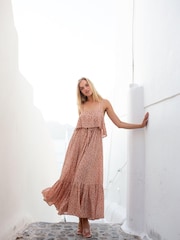 Poppy Field Celena Brown Floral Print Maxi Dress - Image 1 of 2