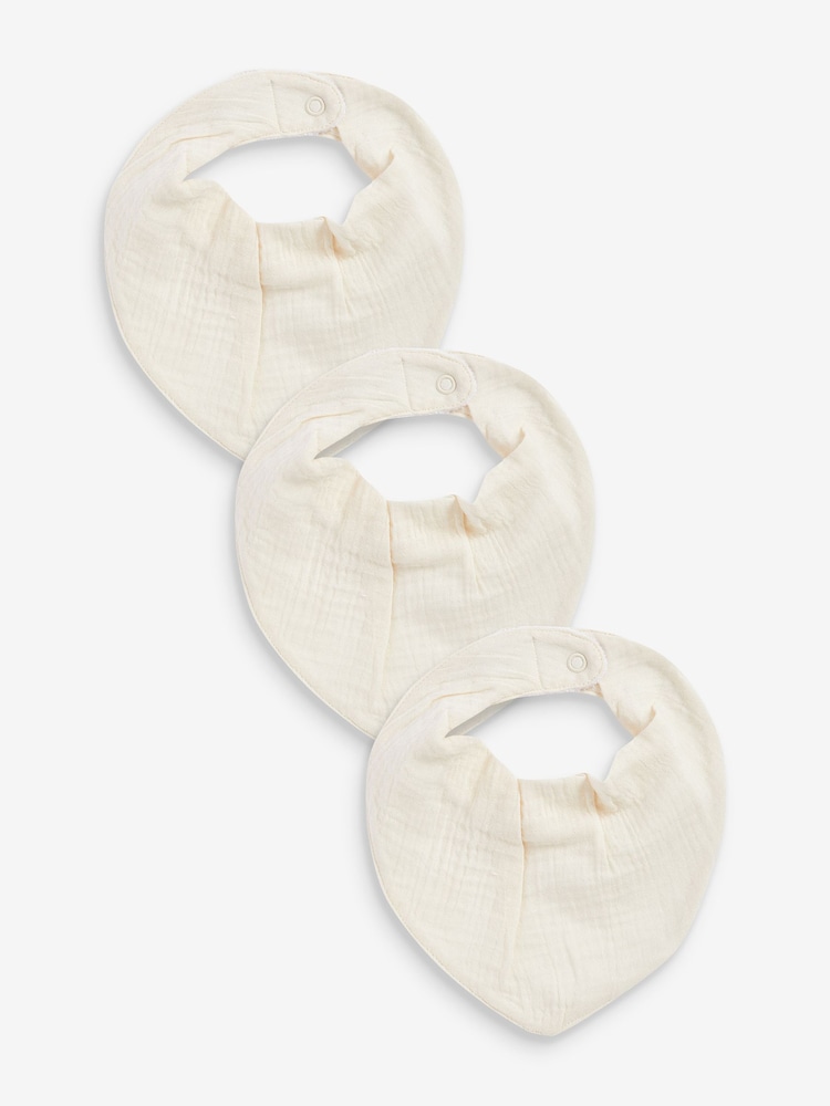 Cream Muslin Baby Dribble Bibs 3 Pack - Image 1 of 2