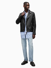 AllSaints Milo Black Biker Jacket - Image 4 of 8