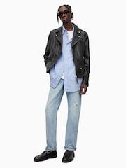 AllSaints Milo Black Biker Jacket - Image 5 of 8