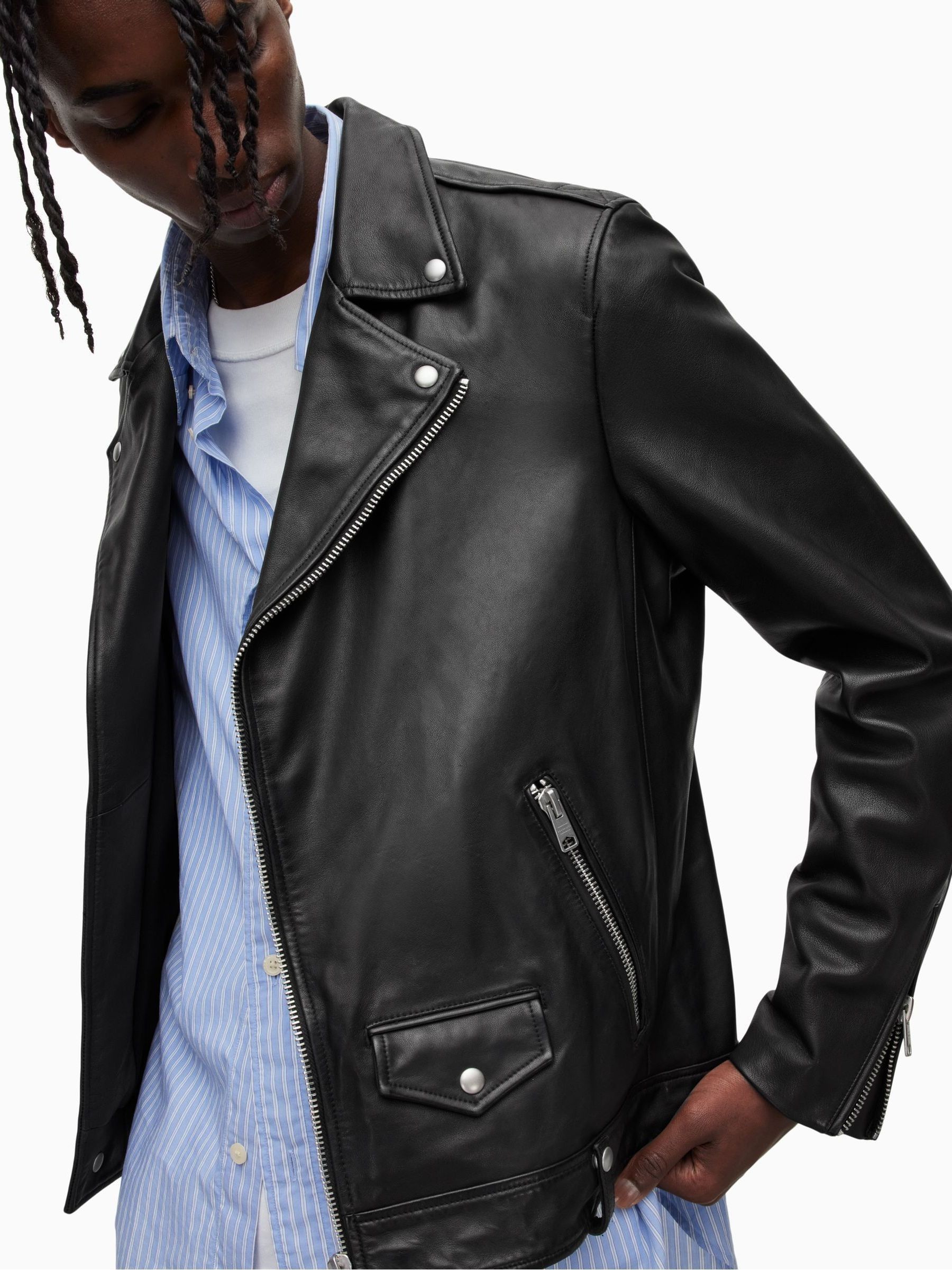 Buy AllSaints Milo Black Biker Jacket from Next Canada