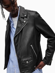 AllSaints Milo Black Biker Jacket - Image 6 of 8