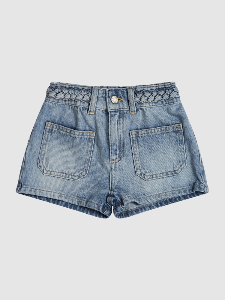 Reiss Light Blue Ava Jr Plait Detail Denim Shorts - Image 2 of 6
