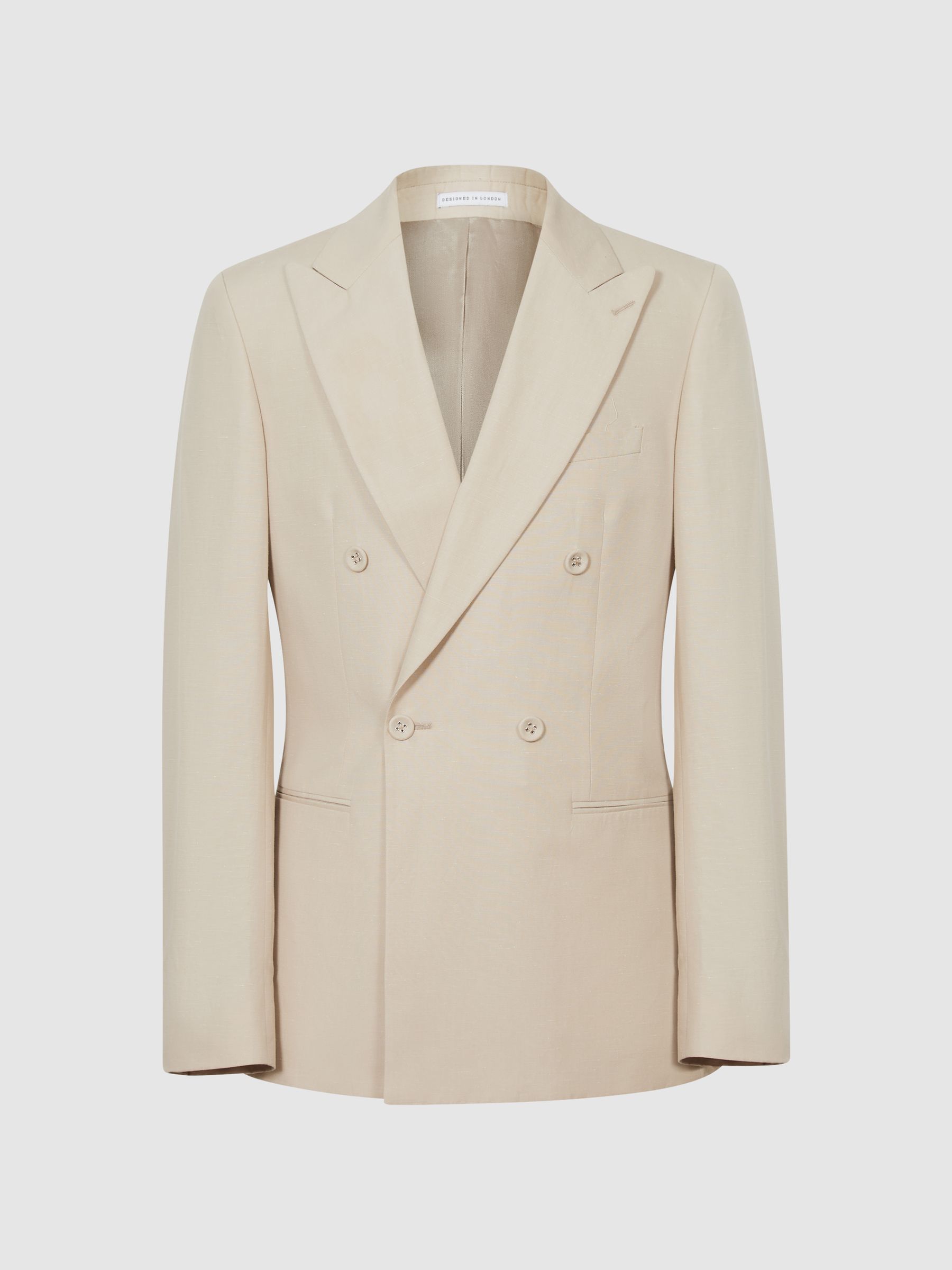 Buy Reiss Stone Tone Double Breasted Linen Blazer from the