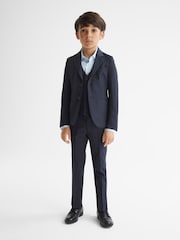 Reiss Navy Hope Junior Modern Fit Mixer Blazer - Image 4 of 6
